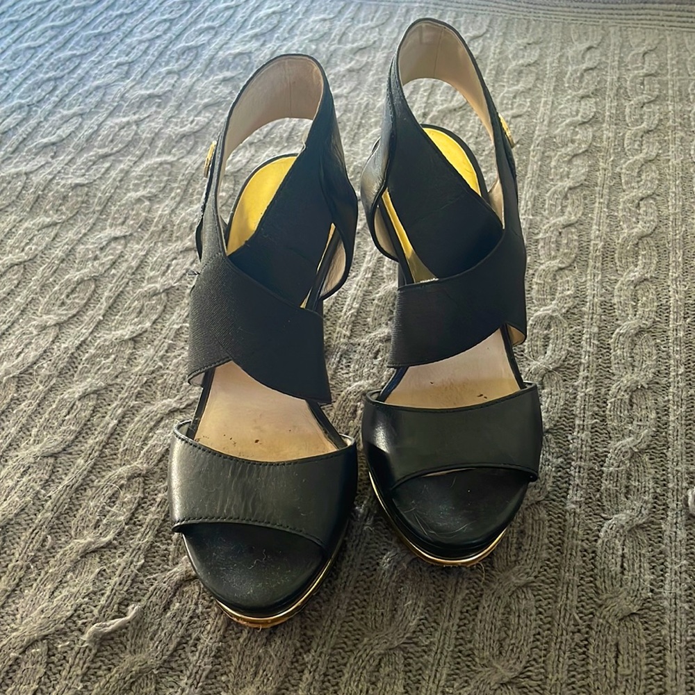 Black strappy Michael Kors heels